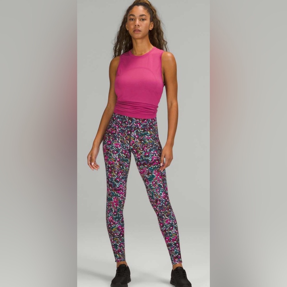 LULULEMON Base Pace High-Rise Floral Electric Multi Tights Size:0
